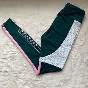 Puma green mesh pants with pink sides size S